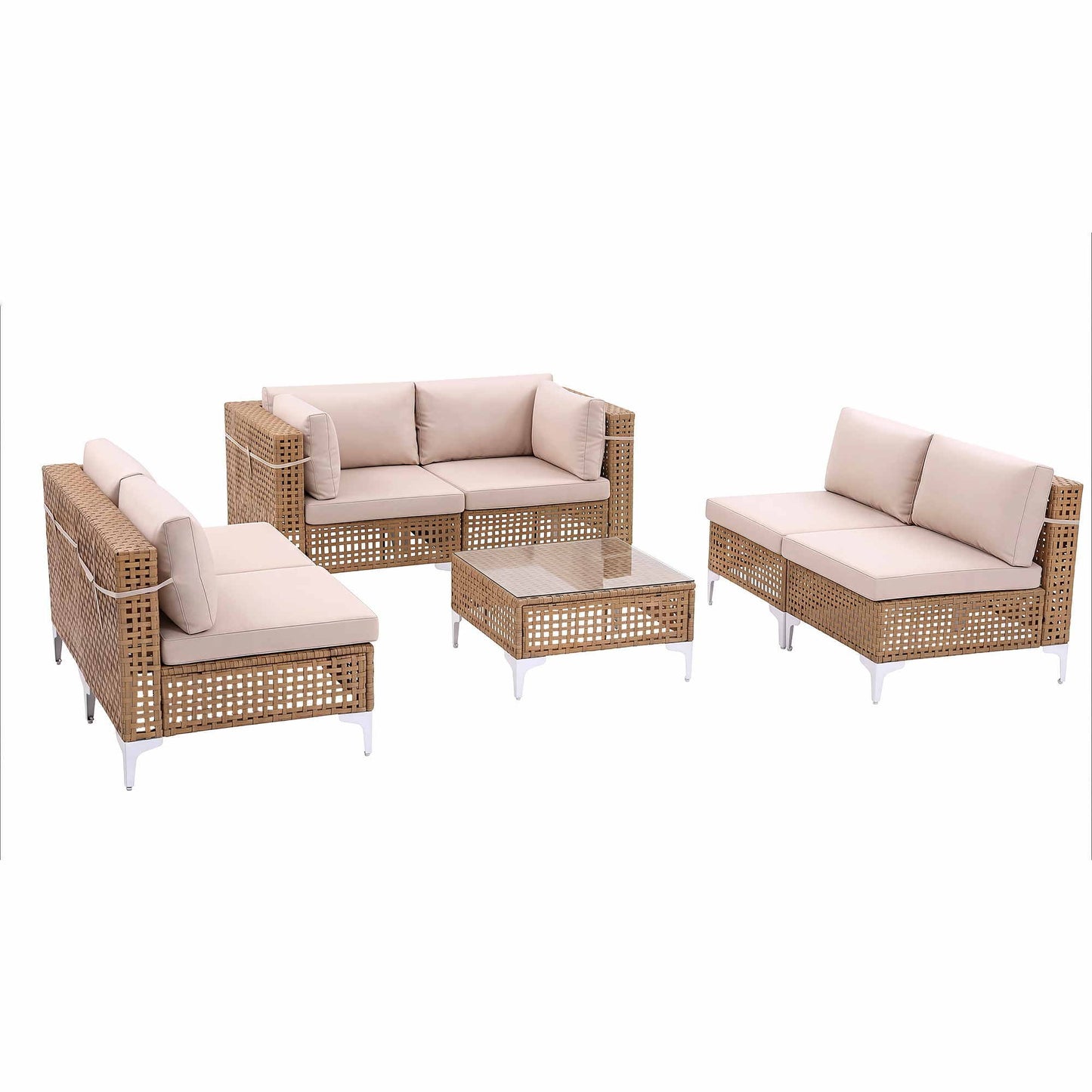 6 Seater Rattan Outdoor Sofa Set 7 Piece | HomeAndLiving - 3