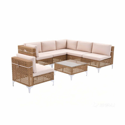 6 Seater Rattan Outdoor Sofa Set 7 Piece | HomeAndLiving - 7