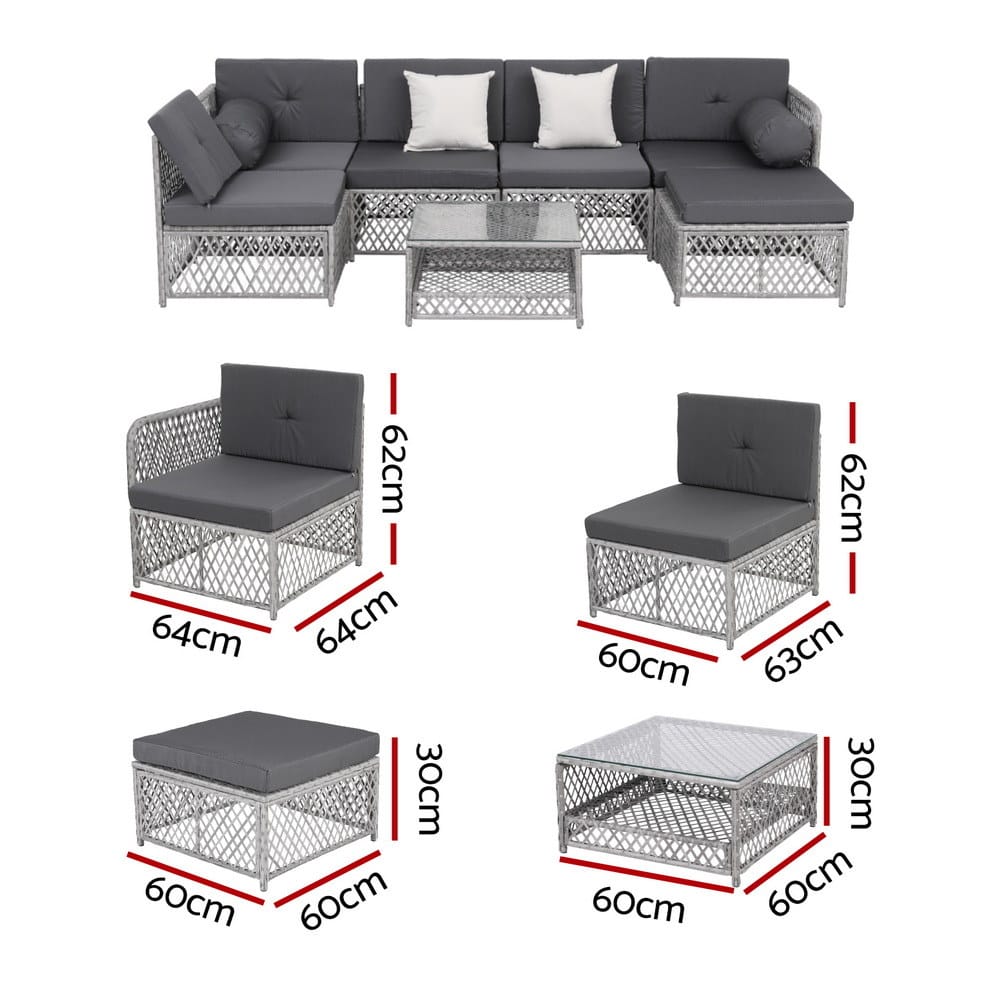 Outdoor Sofa Set Grey 63x60x62cm