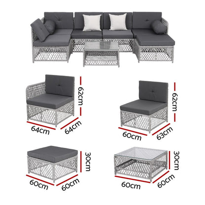 Outdoor Sofa Set Grey 63x60x62cm