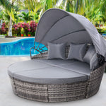 Sun Lounge Setting Wicker Lounger Day Bed Outdoor Furniture Patio Grey