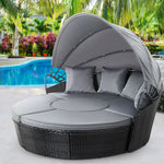 Sun Lounge Setting Wicker Lounger Day Bed Patio Outdoor Furniture Black