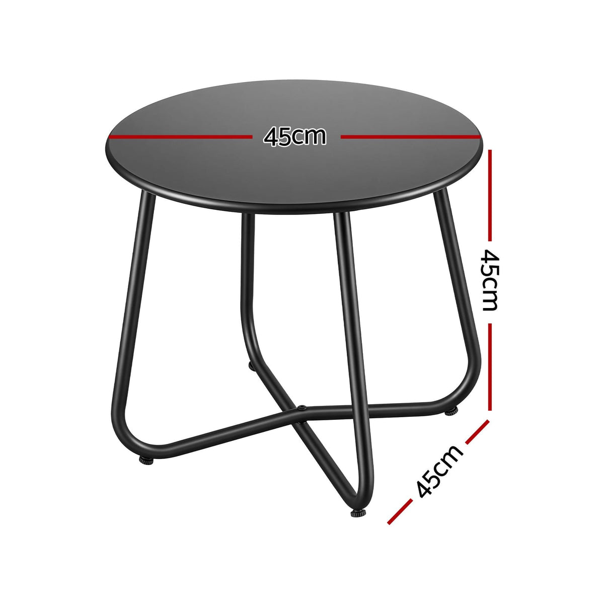 Outdoor Side Table Black Steel 45x45x45cm