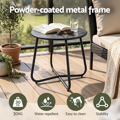 Outdoor Side Table Black Steel 45x45x45cm