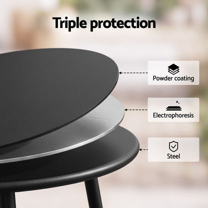 Outdoor Side Table Black Steel 45x45x45cm