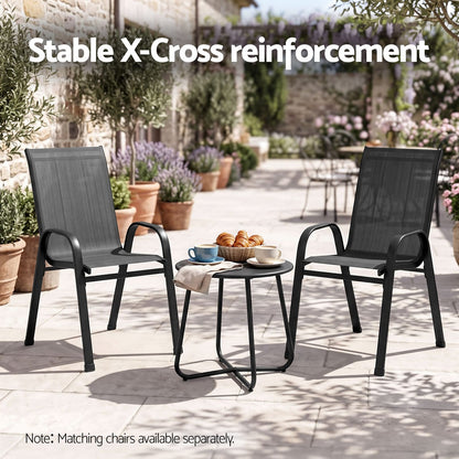 Outdoor Side Table Black Steel 45x45x45cm