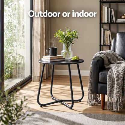 Outdoor Side Table Black Steel 45x45x45cm