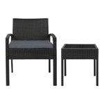 3Pc Patio Furniture Bistro Set Wicker Outdoor Lounge Setting Black