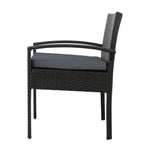 3Pc Patio Furniture Bistro Set Wicker Outdoor Lounge Setting Black