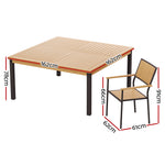 Outdoor Dining Set 9 Piece Wooden Table Chairs Setting