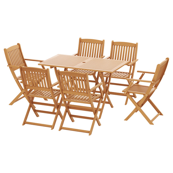  Outdoor Dining Set 7 Piece Wooden Table Chairs Setting Foldable