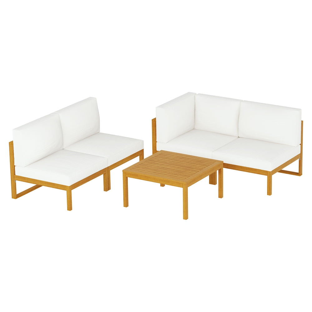 4-Seater Outdoor Sofa Set Wooden Lounge Setting 5Pcs