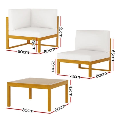 4-Seater Outdoor Sofa Set Wooden Lounge Setting 5Pcs