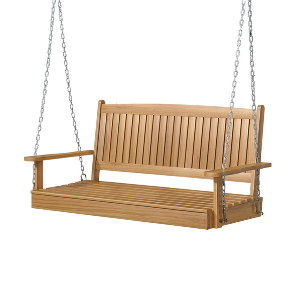  Porch Swing Chair With Chain Outdoor Wooden Bench 2 Seat Teak