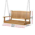 Porch Swing Chair With Chain Outdoor Wooden Bench 2 Seat Teak