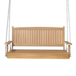 Porch Swing Chair With Chain Outdoor Wooden Bench 2 Seat Teak