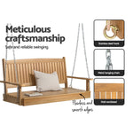 Porch Swing Chair With Chain Outdoor Wooden Bench 2 Seat Teak