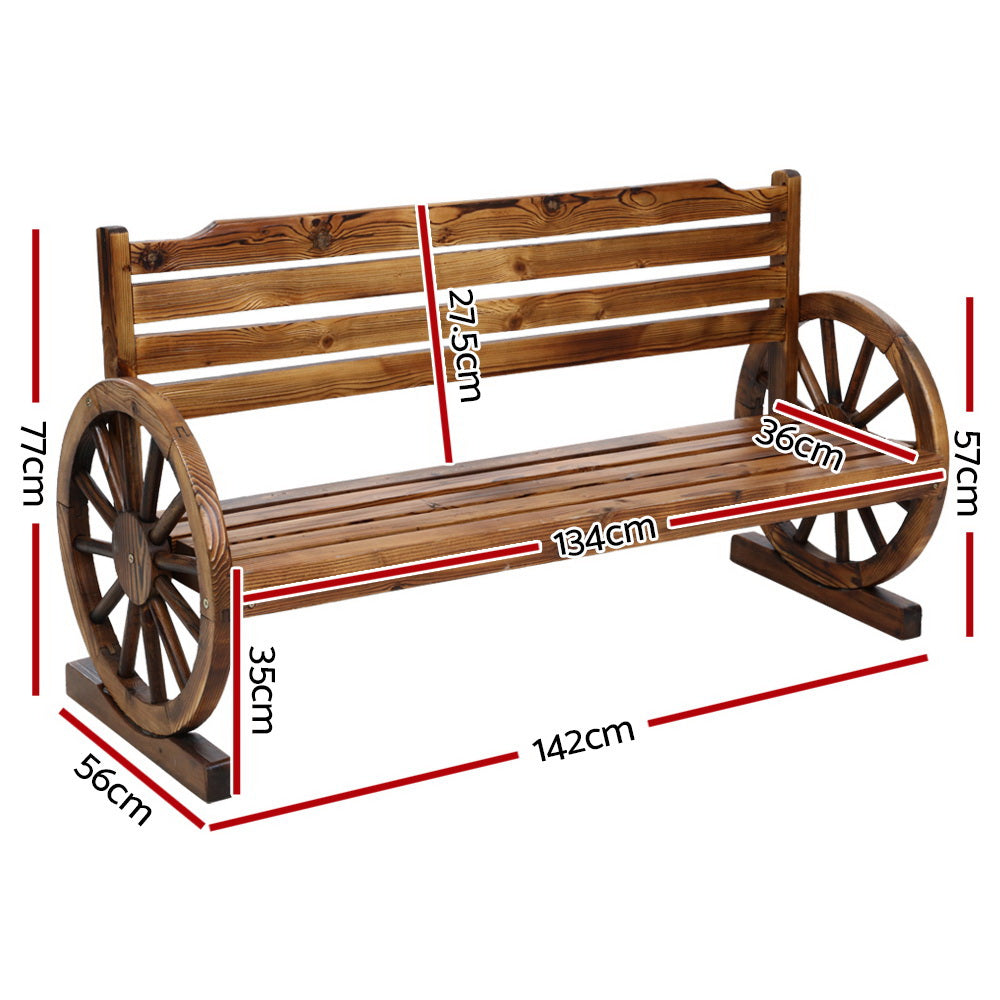 Outdoor Garden Bench Wooden 3 Seat Wagon Chair Lounge Patio