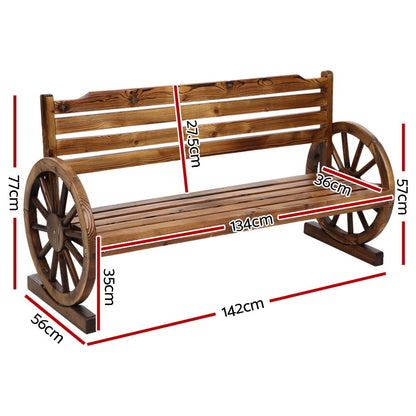 Outdoor Garden Bench Wooden 3 Seat Wagon Chair Lounge Patio