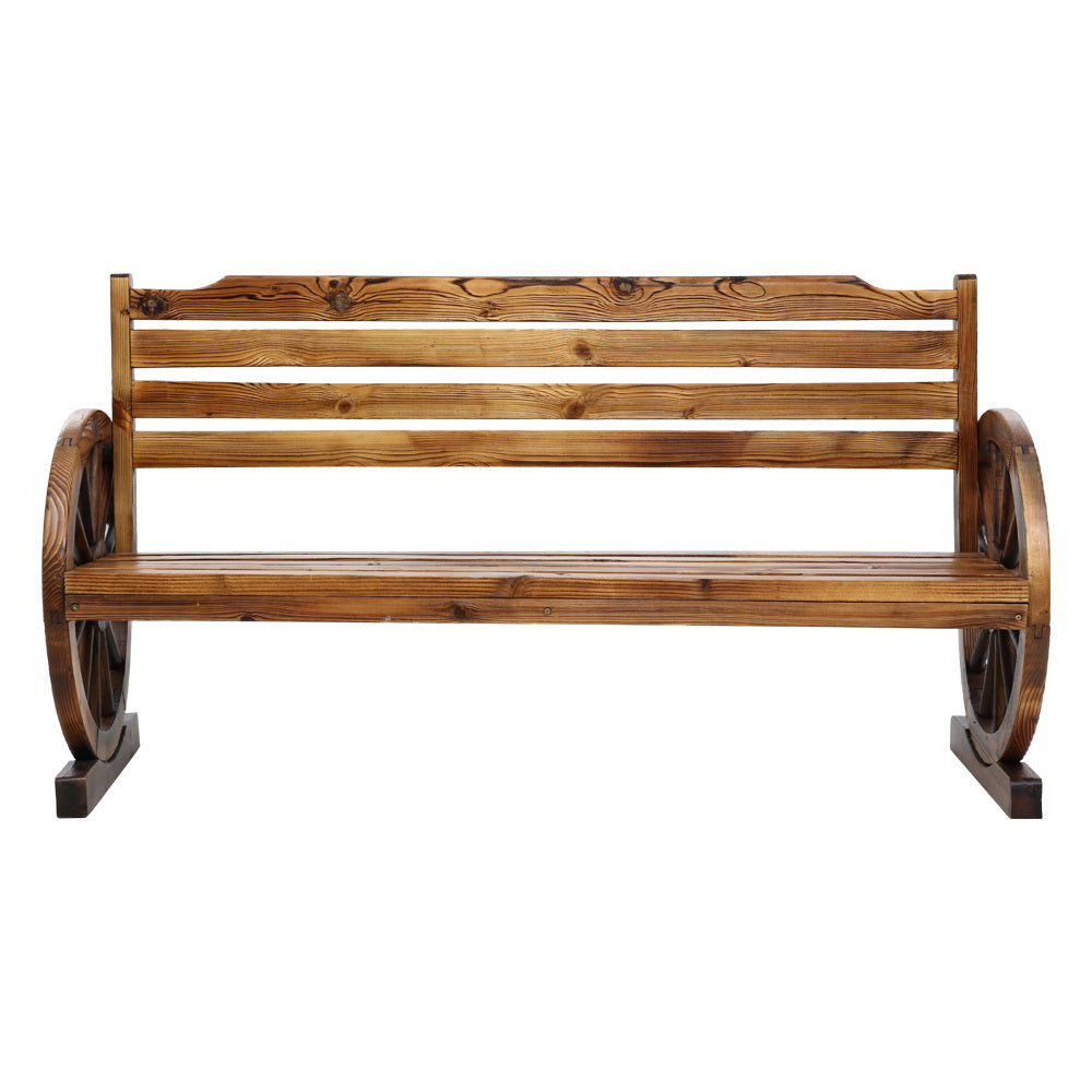Outdoor Garden Bench Wooden 3 Seat Wagon Chair Lounge Patio