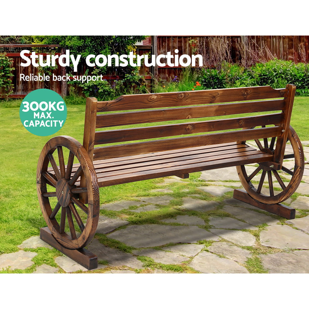 Outdoor Garden Bench Wooden 3 Seat Wagon Chair Lounge Patio