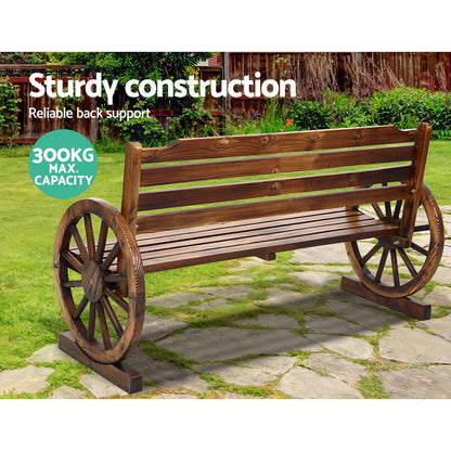 Outdoor Garden Bench Wooden 3 Seat Wagon Chair Lounge Patio