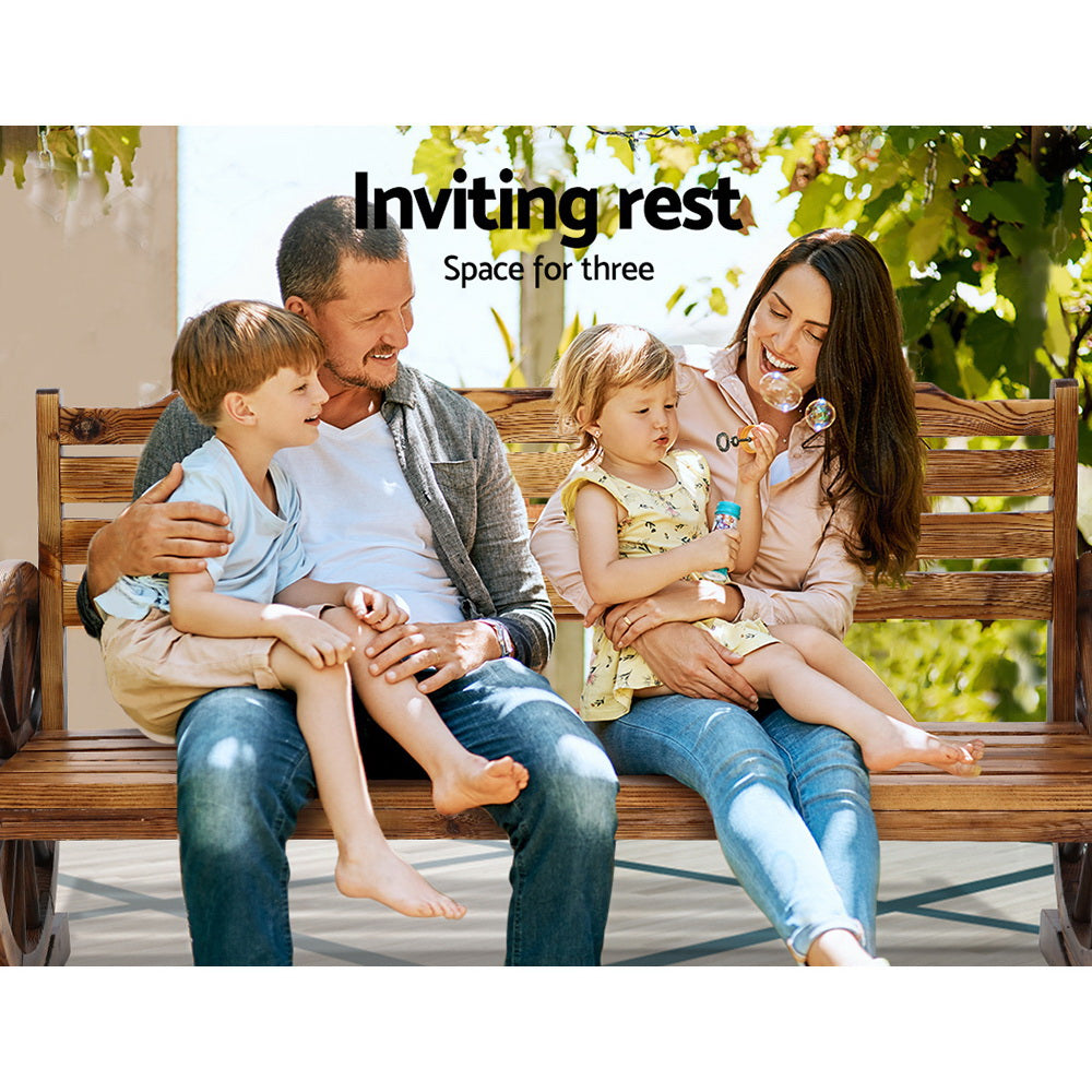 Outdoor Garden Bench Wooden 3 Seat Wagon Chair Lounge Patio