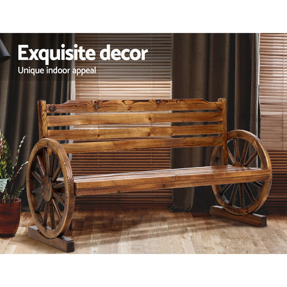 Outdoor Garden Bench Wooden 3 Seat Wagon Chair Lounge Patio