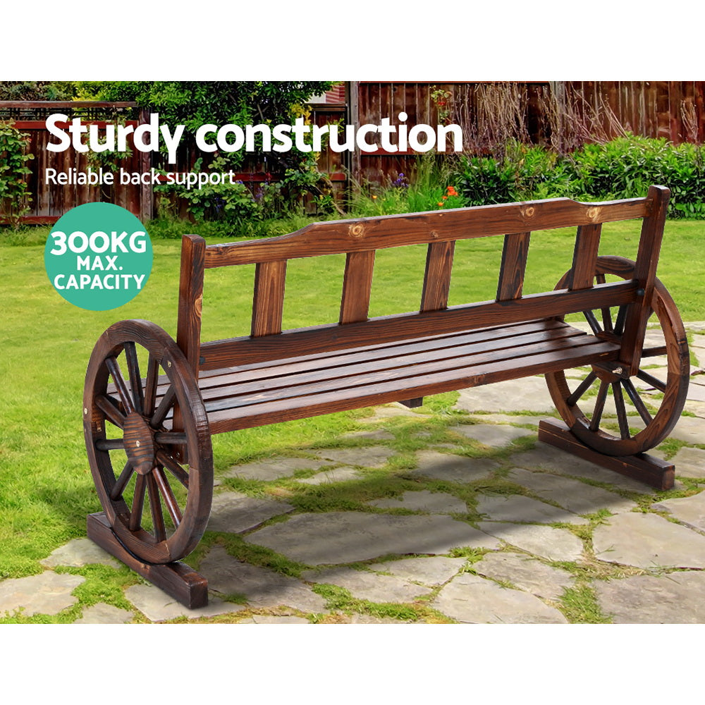 Outdoor Garden Bench Wooden 3 Seater Wagon Chair Lounge Patio