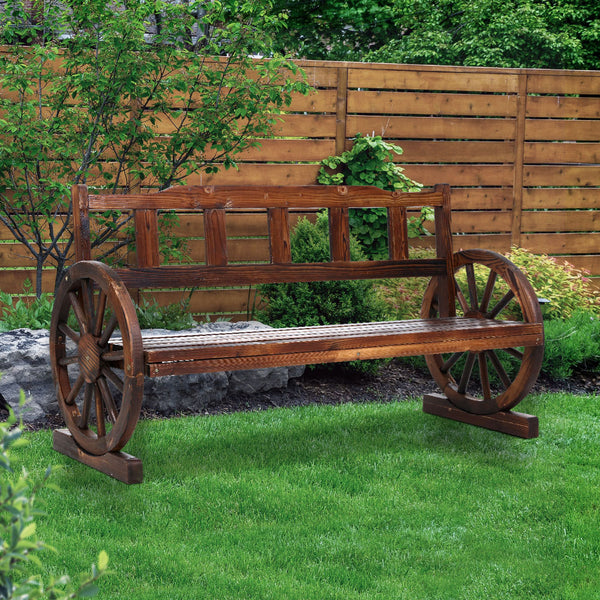  Garden Bench Wooden Wagon Chair 3 Seat Outdoor Furniture Backyard Lounge Charcoal