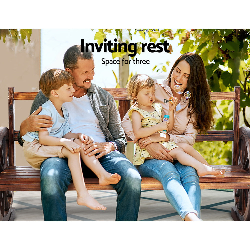 Outdoor Garden Bench Wooden 3 Seater Wagon Chair Lounge Patio