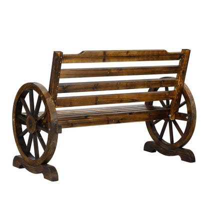 Outdoor Garden Bench Wooden 2 Seat Wagon Chair Patio Brown