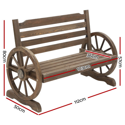Outdoor Garden Bench Wooden 2 Seat Wagon Chair Patio Teak