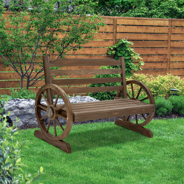  Outdoor Garden Bench Wooden 2 Seat Wagon Chair Patio Teak