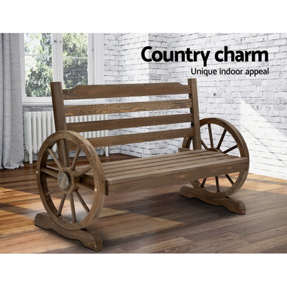 Outdoor Garden Bench Wooden 2 Seat Wagon Chair Patio Teak