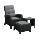 Recliner Chairs & Table Outdoor Furniture Wicker Sofa Patio Set Garden