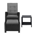 Recliner Chairs & Table Outdoor Furniture Wicker Sofa Patio Set Garden