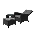 Recliner Chairs & Table Outdoor Furniture Wicker Sofa Patio Set Garden