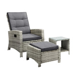 Recliner Chairs & Table Outdoor Furniture Wicker Sofa Patio Set Garden