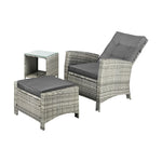 Recliner Chairs & Table Outdoor Furniture Wicker Sofa Patio Set Garden