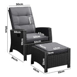 Elevate Your Outdoor Experience with Luxurious Wicker Sun Lounge Sofas-Black\Grey