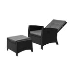 Elevate Your Outdoor Experience with Luxurious Wicker Sun Lounge Sofas-Black\Grey