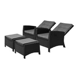 Recliner Chairs Sun Lounge Outdoor Patio Furniture Wicker Lounger 2X