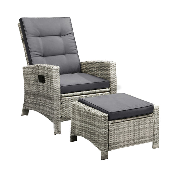  Elevate Your Outdoor Experience with Luxurious Wicker Sun Lounge Sofas-Black\Grey