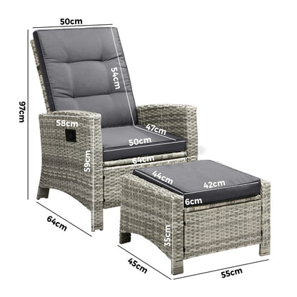 Recliner Chairs Outdoor Sun Lounger Setting Wicker Sofa Patio Furniture