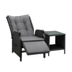Outoodr Recliner Chair & Table Sun Lounge Outdoor Furniture Patio Setting