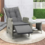 Outdoor Recliner Chair Sun Lounge & Table Set utdoor Furniture Patio Sofa