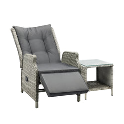 Outdoor Recliner Chair Sun Lounge & Table Set utdoor Furniture Patio Sofa