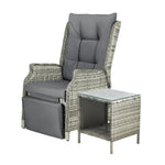 Outdoor Recliner Chair Sun Lounge & Table Set utdoor Furniture Patio Sofa