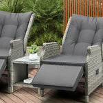 Outdoor Recliner Chair Sun Lounge & Table Set utdoor Furniture Patio Sofa